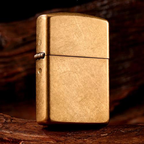 ZIPPO28496铜镀金花沙盔甲商务