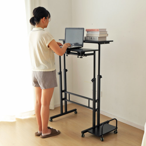 加高带轮可升降站坐两用电脑桌