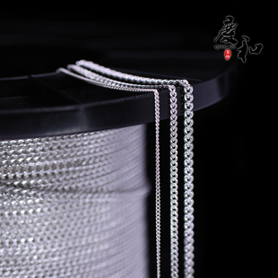 S925纯银弧边侧身链椭圆马鞭链缝领口肩带自制手工diy散链