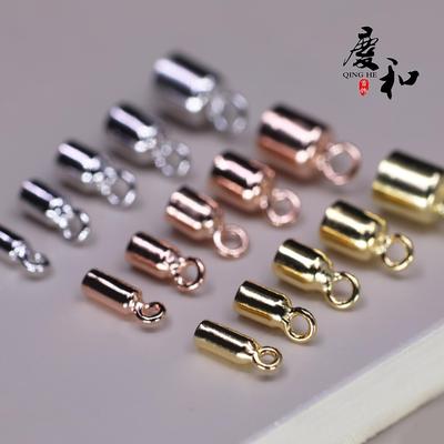 圆形皮绳收尾纯银接扣手工配件