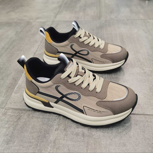 都市星期天专柜正品男鞋2025新款牛皮网面运动鞋软底休闲厚底老爹