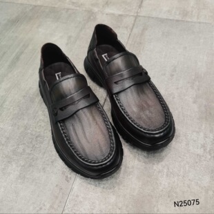 都市星期天专柜正品2025新款牛皮男鞋休闲鞋乐福鞋厚底增高老爹鞋