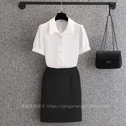 白衬衫女夏季短袖工作服酒店前台美容院珠宝店空姐制服职业装套装