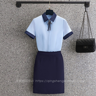 工作服女夏季短袖衬衫空姐职业装酒店前台美容师服装置业顾问套装