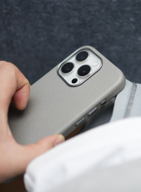 阿慕良品MESAP 磁吸MagSafe 进口EPSOM手掌纹牛皮真皮适用于 iPhone 15 Pro 系列手小众机保护壳