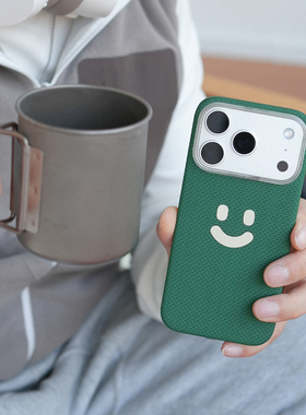 阿慕良品MESAP首发原创裸嵌笑脸绿色凯夫拉纤影系列芳纶纤维轻薄手机壳适用于 iPhone 17 Pro/Pro Max