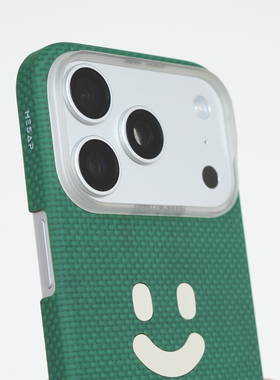 阿慕良品MESAP首发原创裸嵌笑脸绿色凯夫拉纤影系列芳纶纤维轻薄手机壳适用于 iPhone 17 Pro/Pro Max