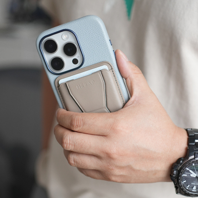 MESAP磁吸卡包头层牛皮手机支架