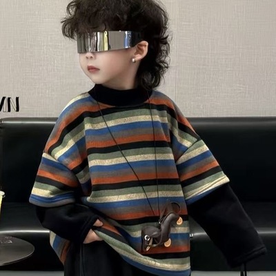 加绒卫衣假两件裤冬韩范痞帅潮牌