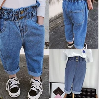 2019 bé gái mùa xuân phong cách mới phiên bản Hàn Quốc của quần jeans trẻ em tự tu cho bé gái mùa xuân và quần mùa thu - Quần jean đồ bơi cho bé