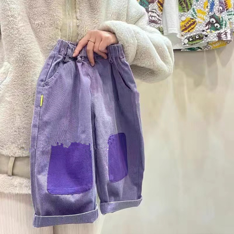 儿童洋气阔腿裤牛仔裤休闲工装裤