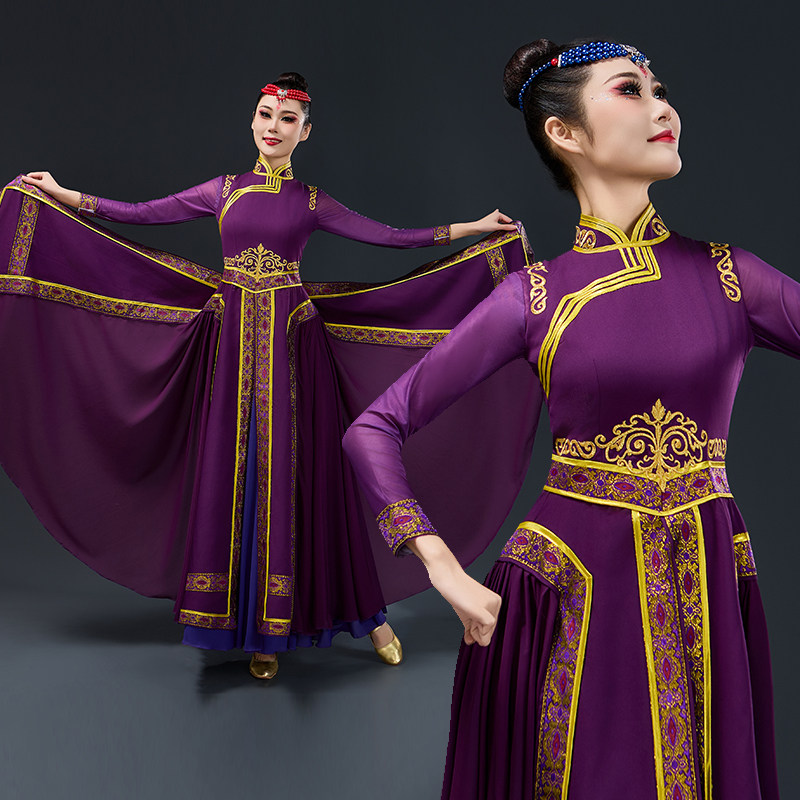 蒙古舞蹈演出服艺考练习裙民族风