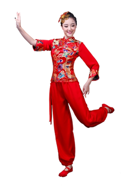 演出服中老年腰鼓队广场舞套装