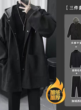 港风秋冬三件套男装痞帅轻