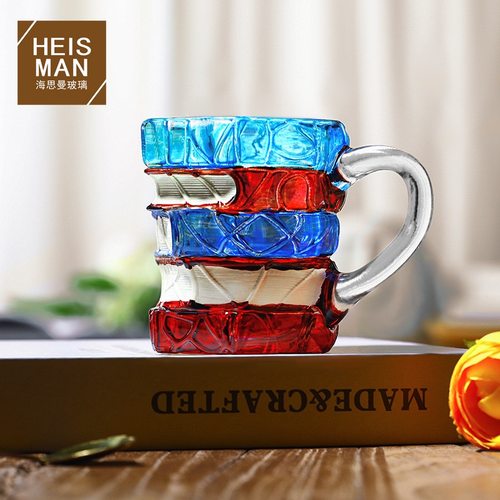 Painted Book Mug人工手绘书咖啡杯3D机制堆叠书籍新奇马克杯礼物