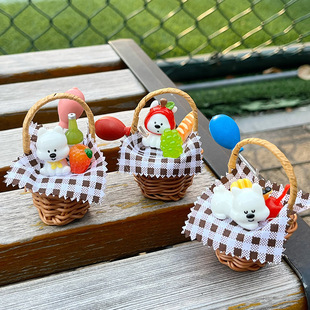 西西冰激凌系列野餐花篮摆件 创意造景娃娃屋微缩景观花蓝小摆件