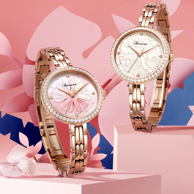 罗西尼手表女时尚3D工艺浮雕彩妆ins风国潮女腕表正品送礼519984