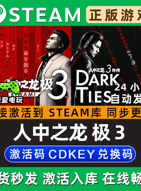 人中之龙 极3 人中之龙3 外传 如龙3 Steam游戏正版CDK激活码入库