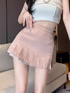 辣妹百褶裙半身裙女夏2025新款 小个子高腰显瘦包臀a字裙子 法式