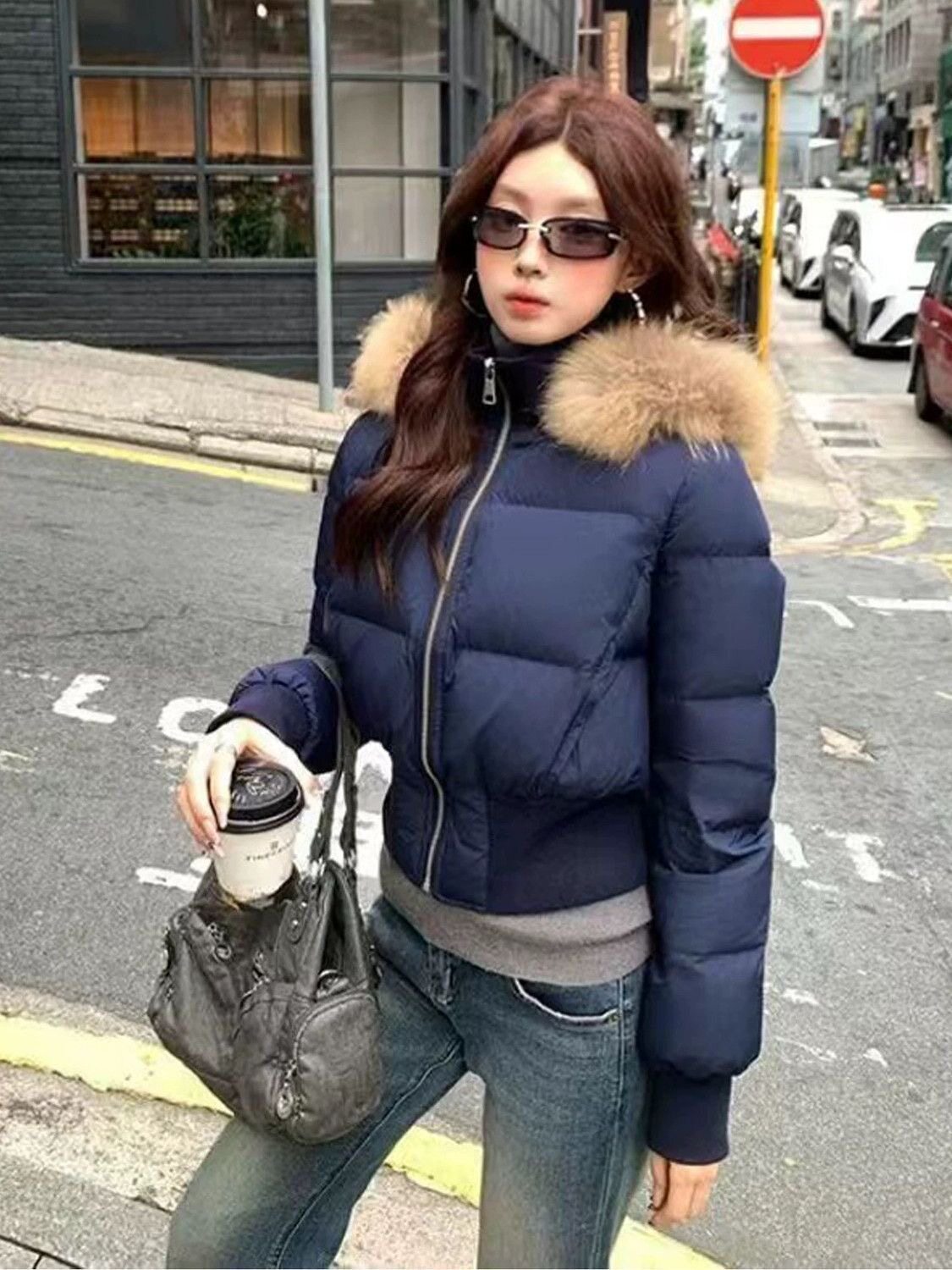 2026新款羽绒棉服女装短款收腰显瘦棉衣外套高级感大毛领面包服女