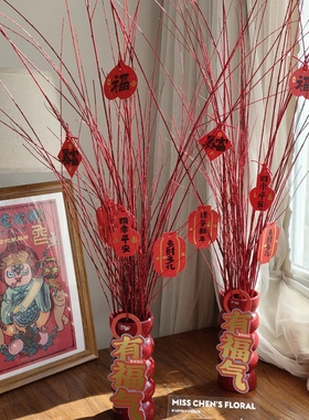 伊朗细红柳水培耐寒年宵花喜庆红色水培鲜切枝家用插花百搭氛围感