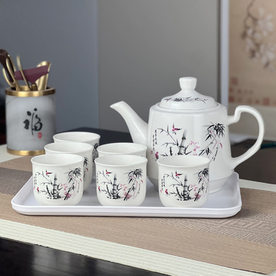 陶瓷水具套装家用茶壶茶具水杯杯子简约耐高温水壶中式客厅茶杯