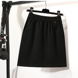 胖mm韩系高腰遮胯显瘦叠穿屁帘半身裙300斤大码纯色简约百搭短裙