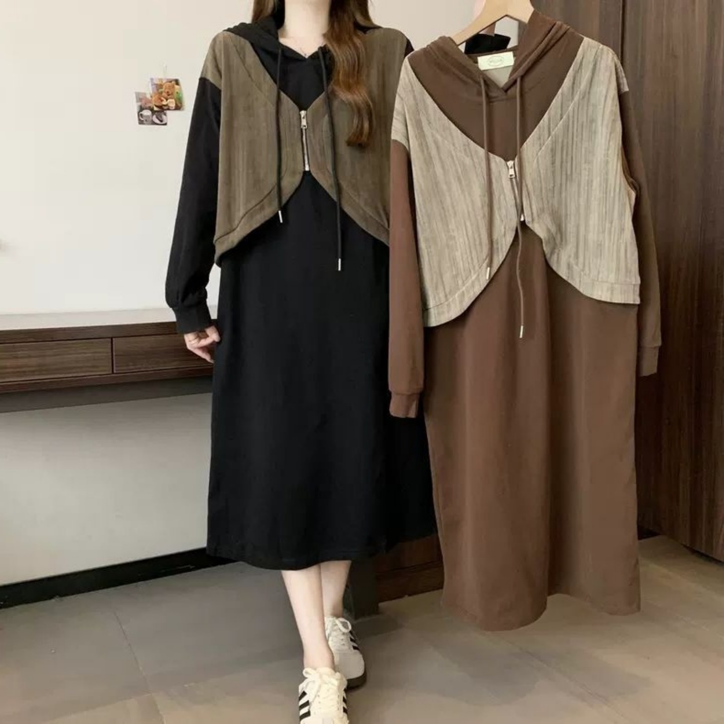 洋气宽松显瘦简约长款卫衣裙