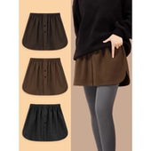 纯色纽扣拼接叠穿半身裙 300斤大码 新款 胖MM卫衣下摆屁帘半身裙2