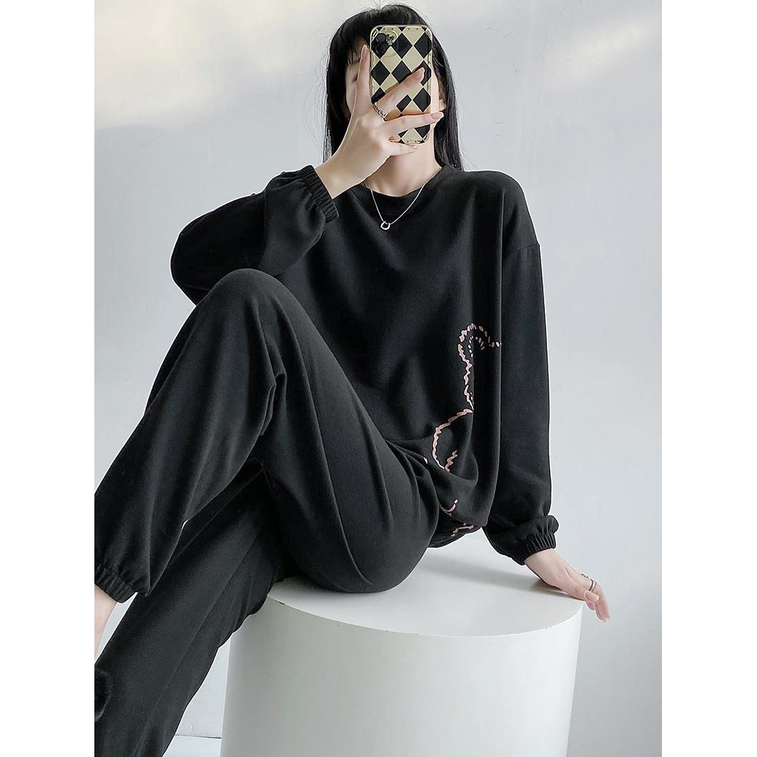 秋冬大码德绒睡衣长袖长裤套装