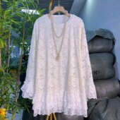 蕾丝打底衫 胖MM洋气宽松遮肉休闲显瘦上衣2 时尚 中长款 300斤大码