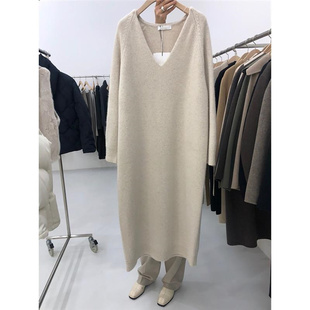 大码胖MM300斤秋冬长款毛衣连衣裙过膝宽松遮肉配大衣针织打底裙