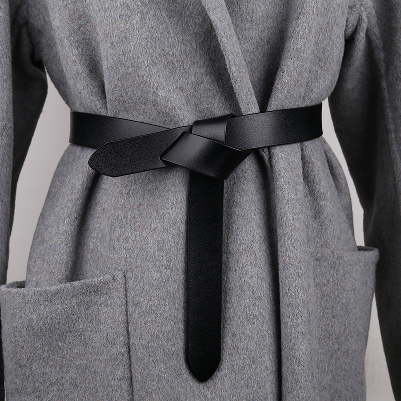 真皮腰带女士大衣黑色皮带腰封