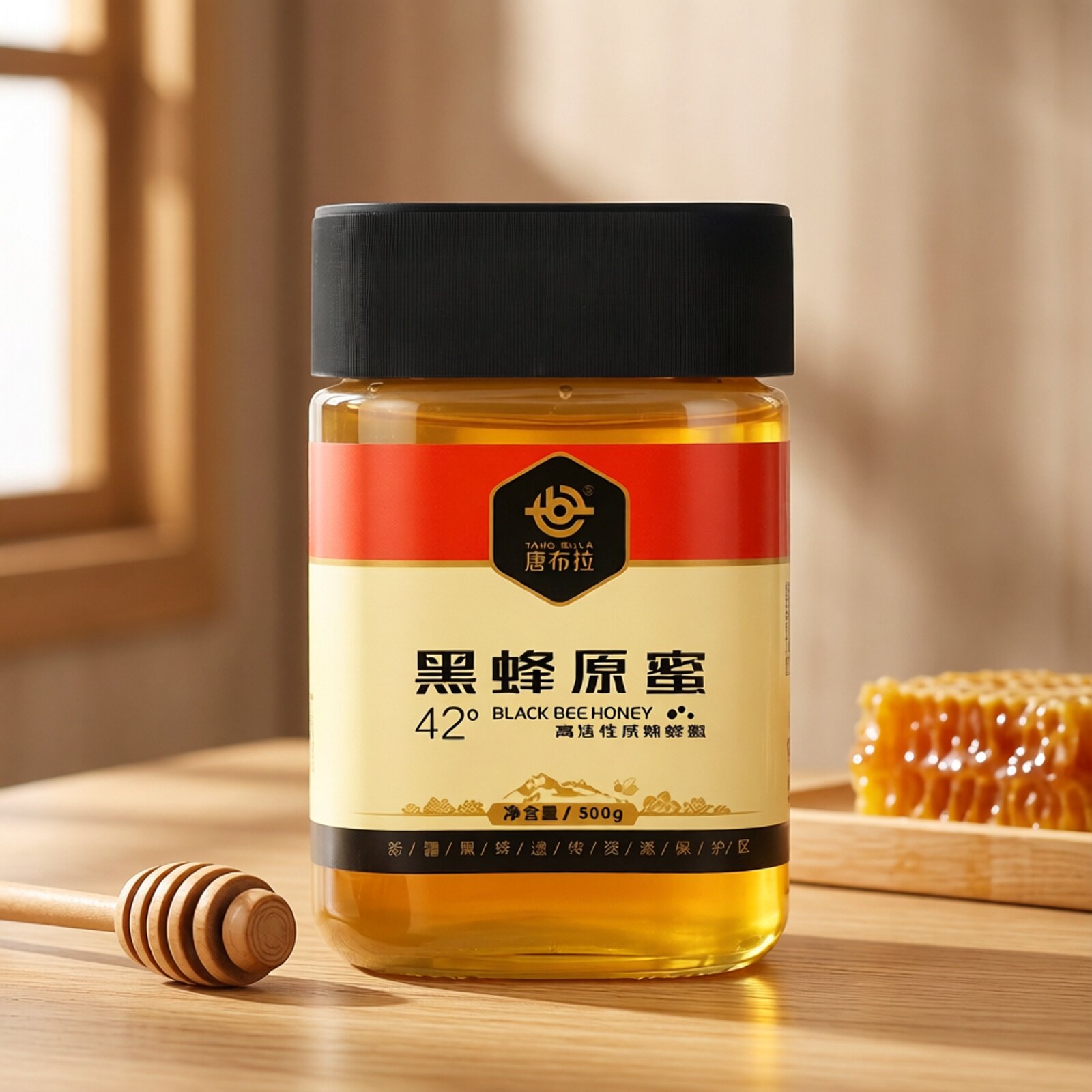 新疆伊犁唐布拉黑蜂原蜜生态高活性42度成熟花蜜农家自产天然蜂蜜