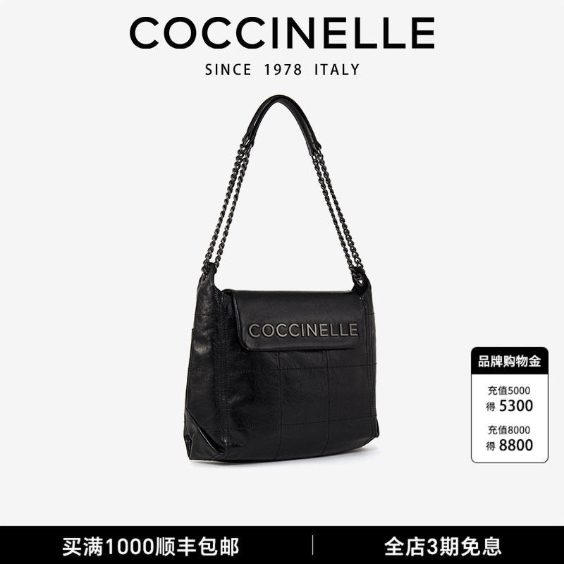COCCINELLE可奇奈尔IRISHOBO小香风单肩手提油蜡皮双链条女流浪包