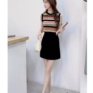 休闲百搭针织背心 时尚 2025新款 减龄套装 高腰半身裙两件套 女夏季