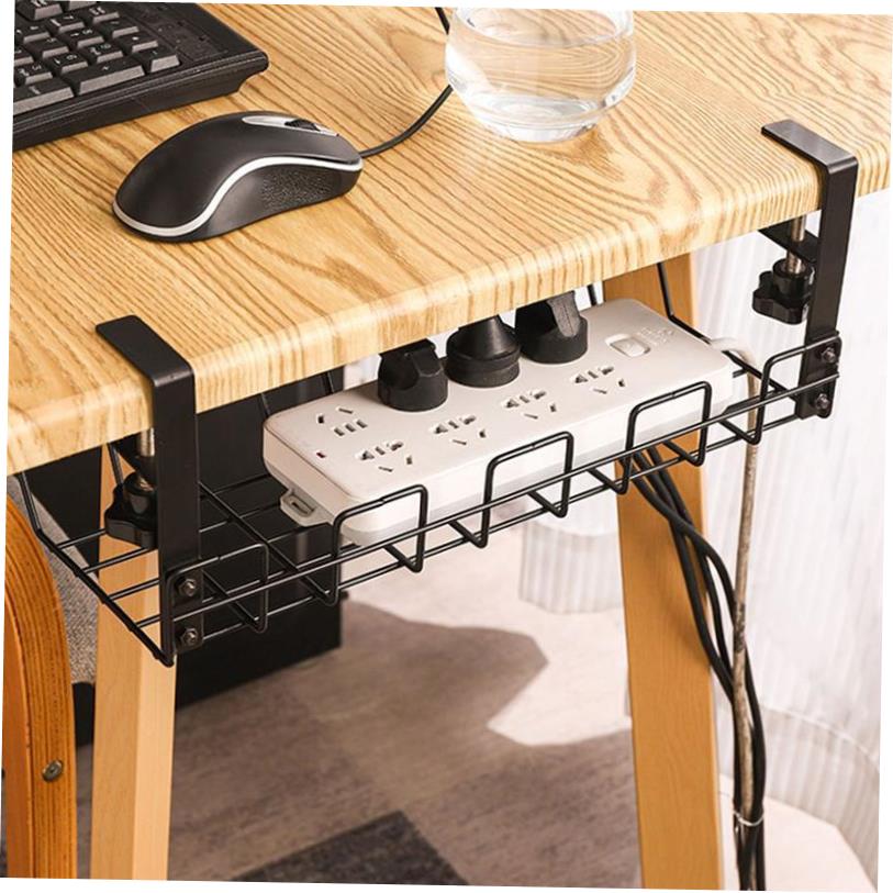 Wire Basket Shelf Under Table Storage Rack Wire Desk Cable U