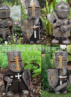 骑士兵侏儒守卫树脂工艺品摆件