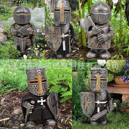 骑士兵侏儒守卫树脂工艺品摆件Knight Gnomes Guard花园摆件W136