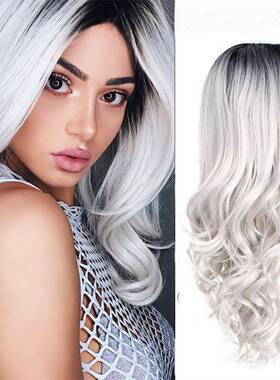 电商欧美长卷发长全头套女逼真透气假发渐变头套一件卷发片K09