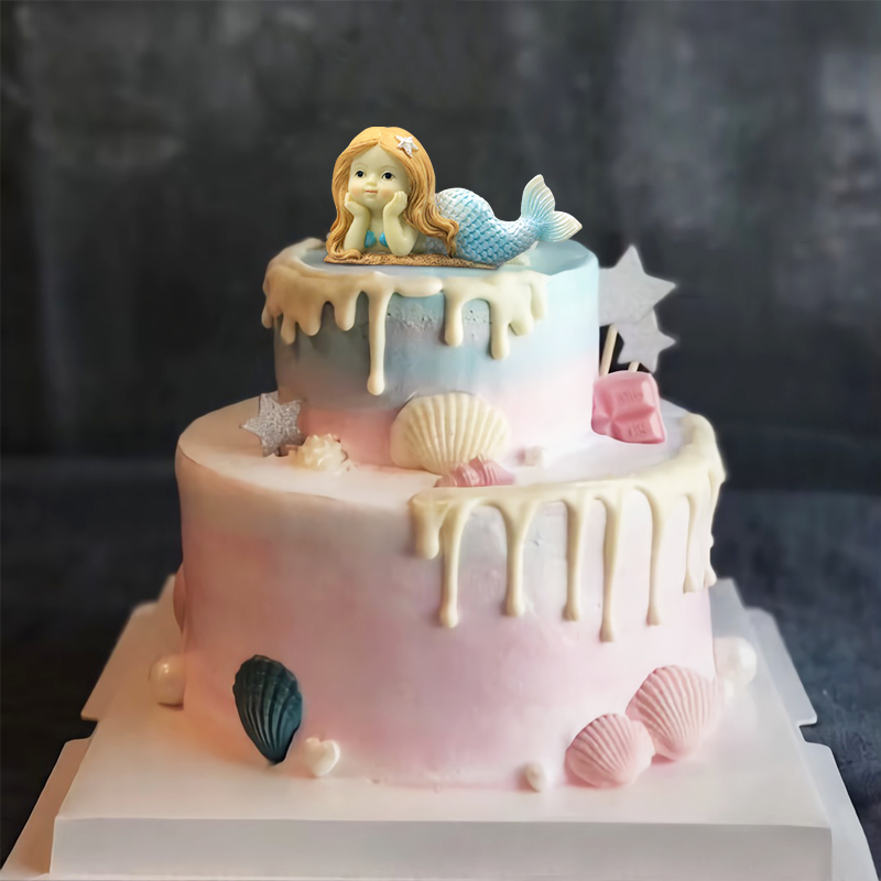 翻糖美人鱼硅胶模具3d巧克力蛋糕装饰磨具diy手工滴胶香薰石膏模