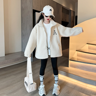 女童秋冬装外套2025新款儿童夹棉羊羔绒上衣女孩大童冬季加厚棉服