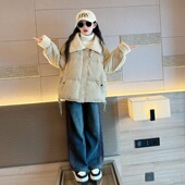 上衣 儿童洋气加棉保暖外套大童女孩加厚冬装 女童棉衣冬季 2025新款