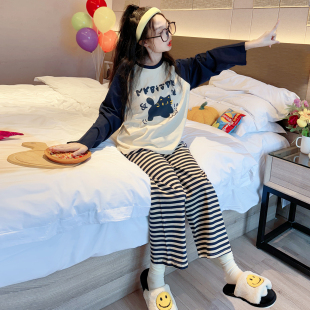 女童睡衣春秋2025新款 儿童纯棉家居服初中生女孩高颜值可外穿套装