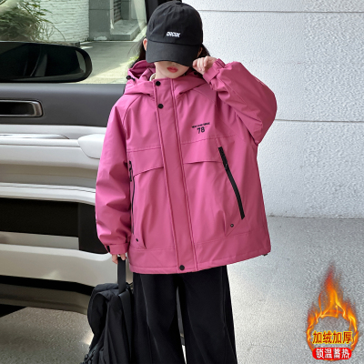 女童冲锋衣秋冬装2025新款儿童夹棉加厚三合一大童女孩可拆卸外套