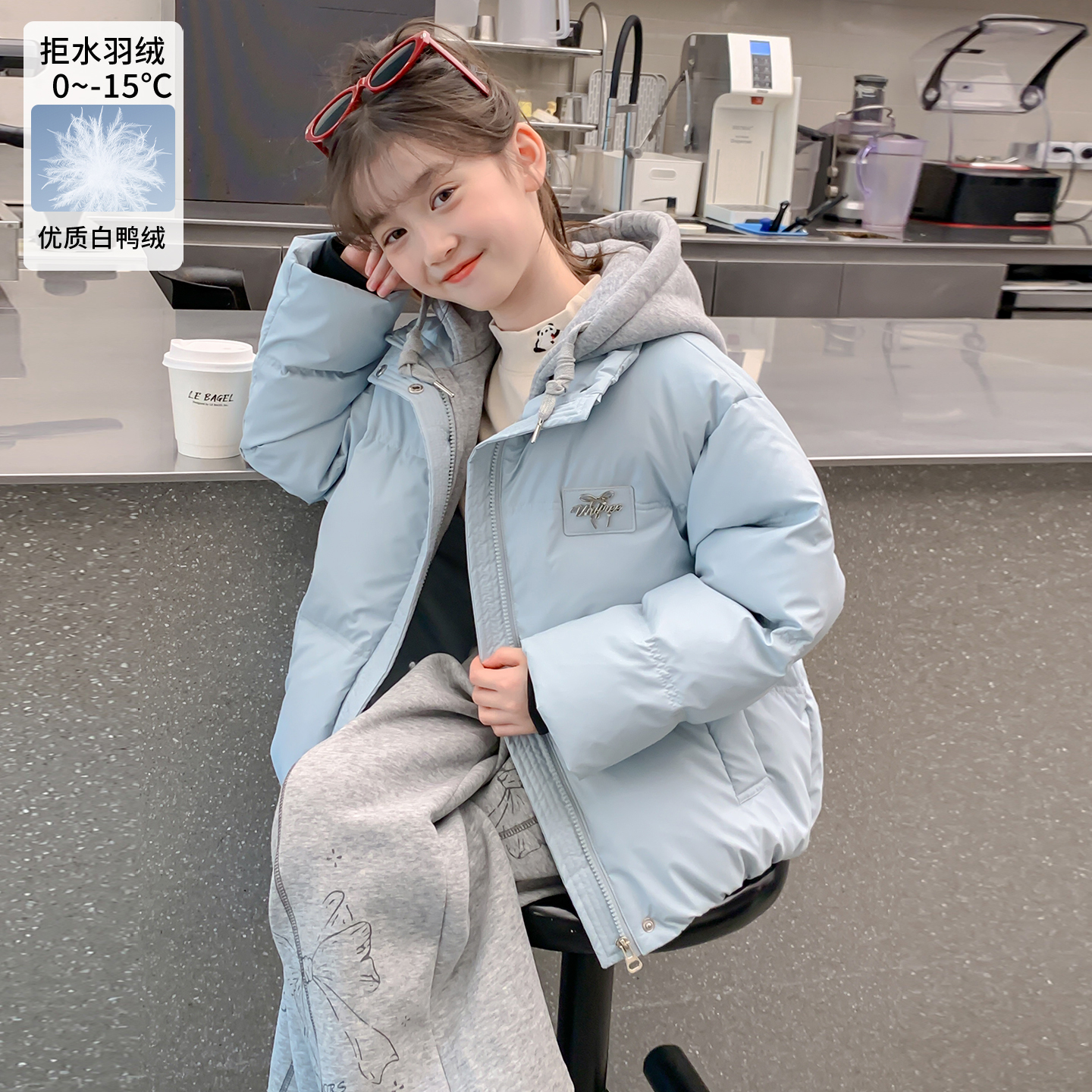 女童羽绒服冬季2025新款儿童洋气白鸭绒外套大童女孩加厚保暖上衣