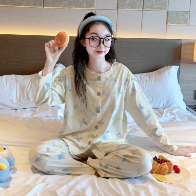 女童睡衣秋季纯棉2025新款初中生女孩长袖套装青少年少女风家居服