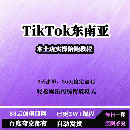 TK东南亚本土店实操陪跑教程7天出单30天稳定盈利碾压传统模式