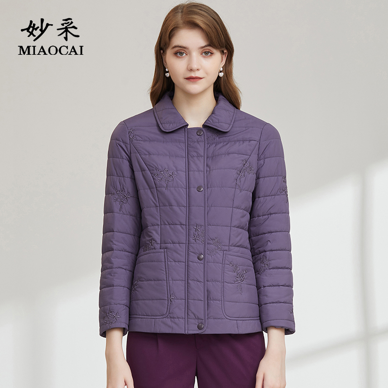 妙采刺绣短款棉服外套