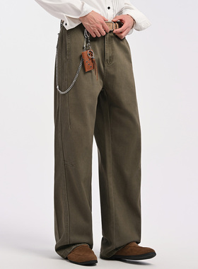 it :5cm/FIVECM军绿色美式高级感宽松直筒牛仔裤男士2025春秋长裤